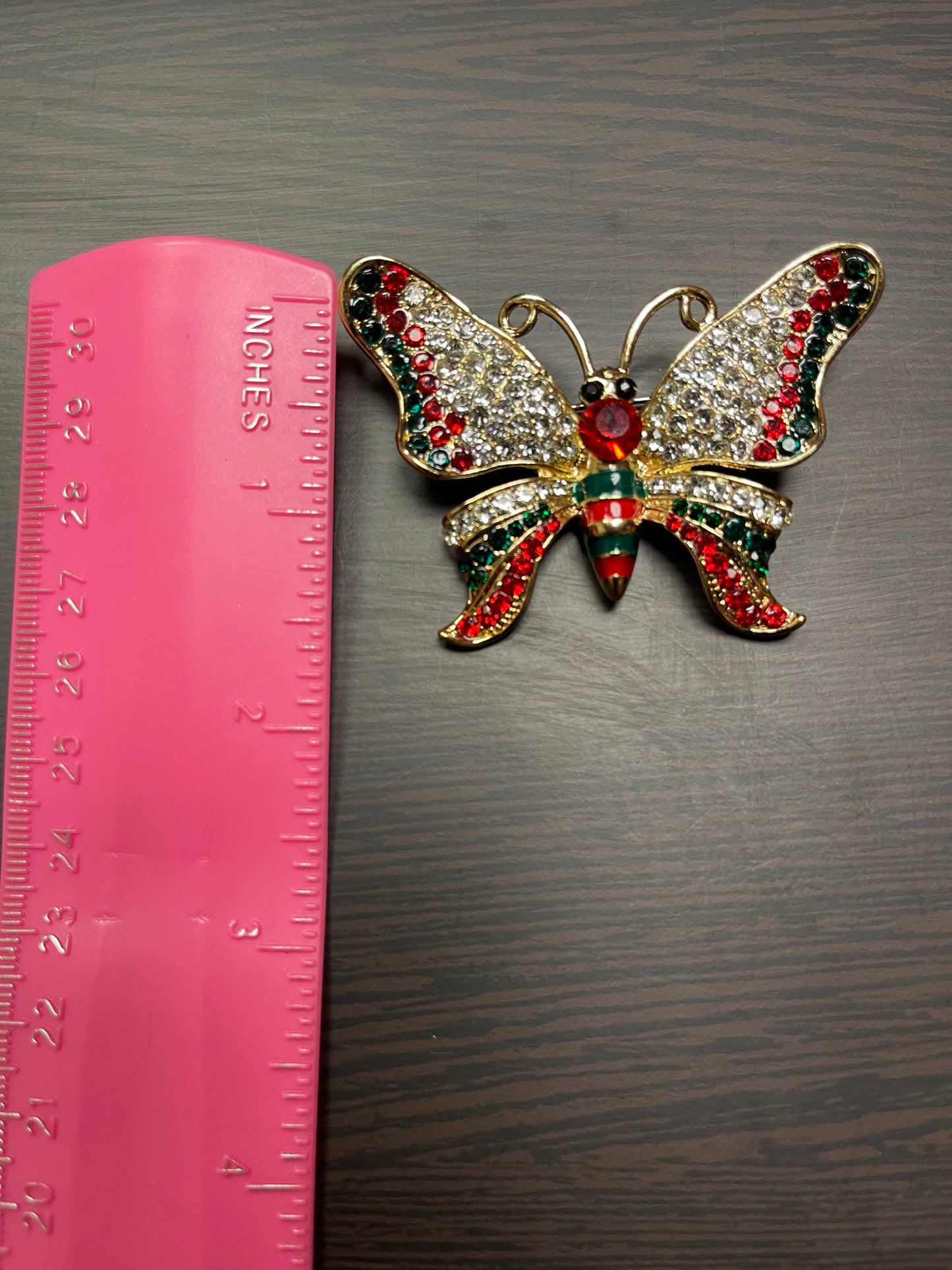 Red & Green Butterfly Brooch