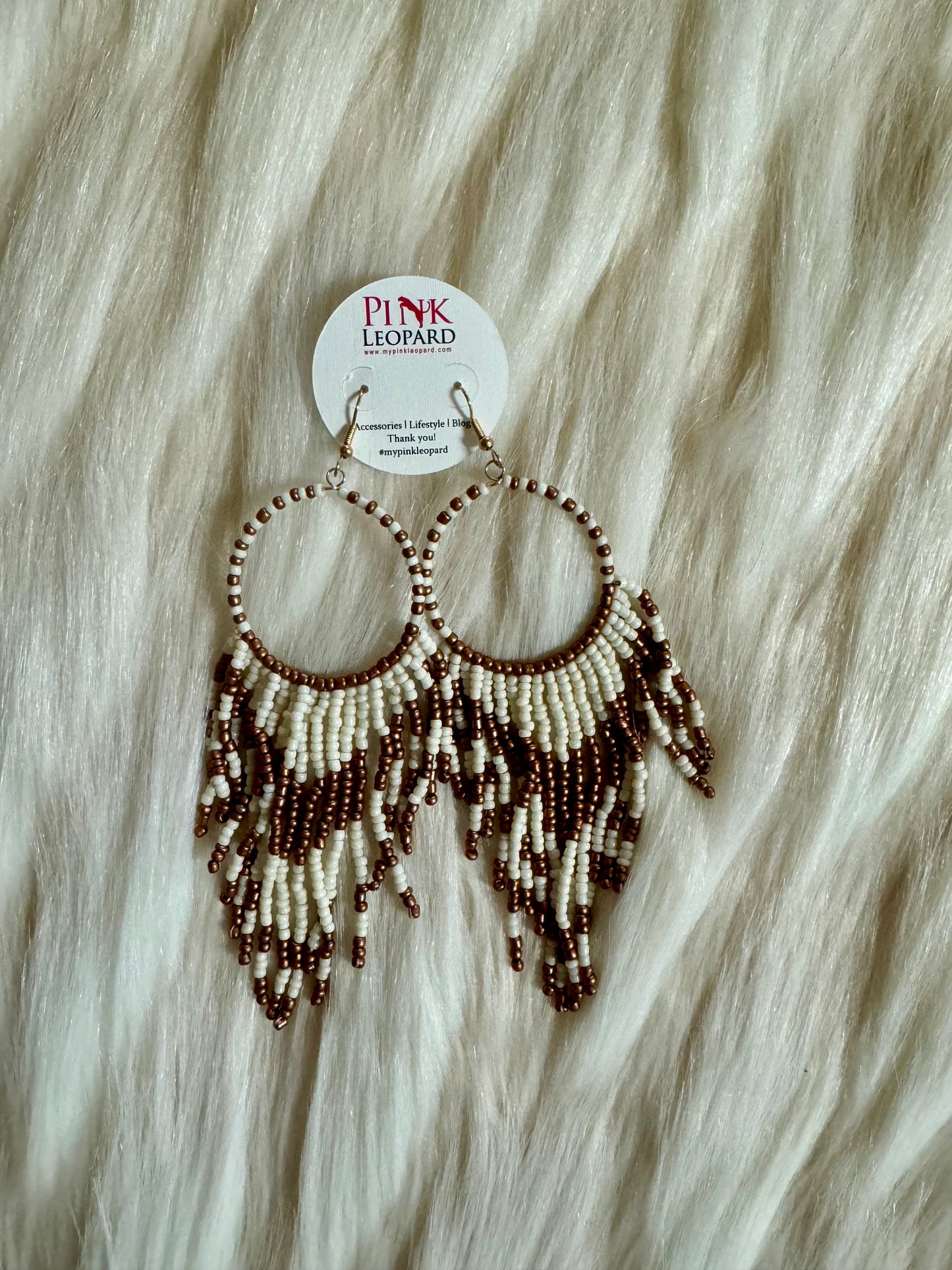 Circle & Fringe Earrings (Cream)