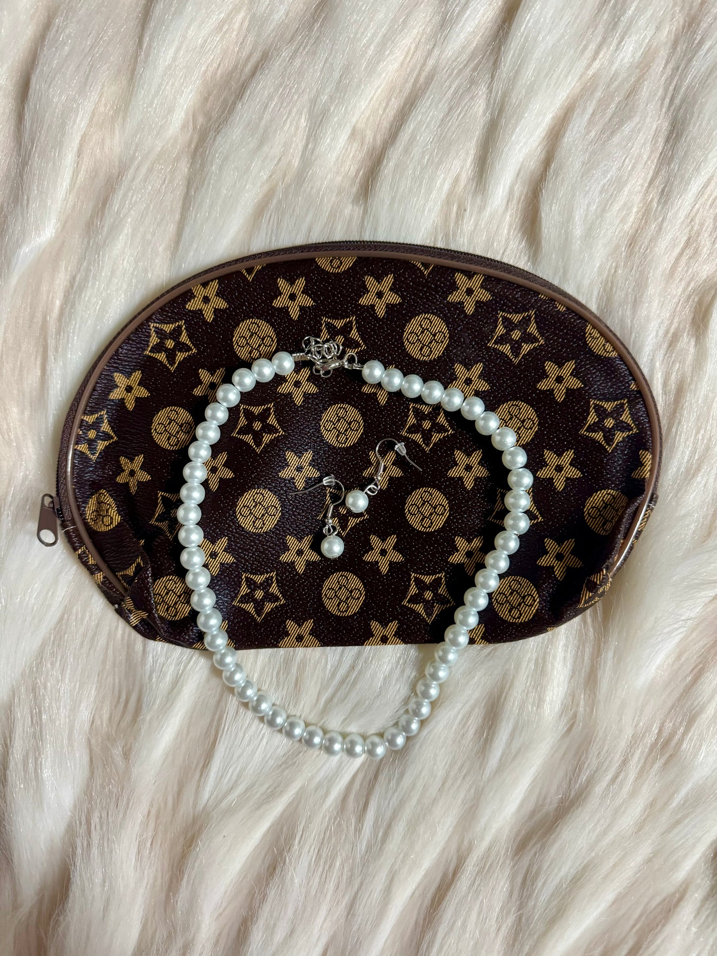 LV inspired pouch. LV inspired makeup pouch.