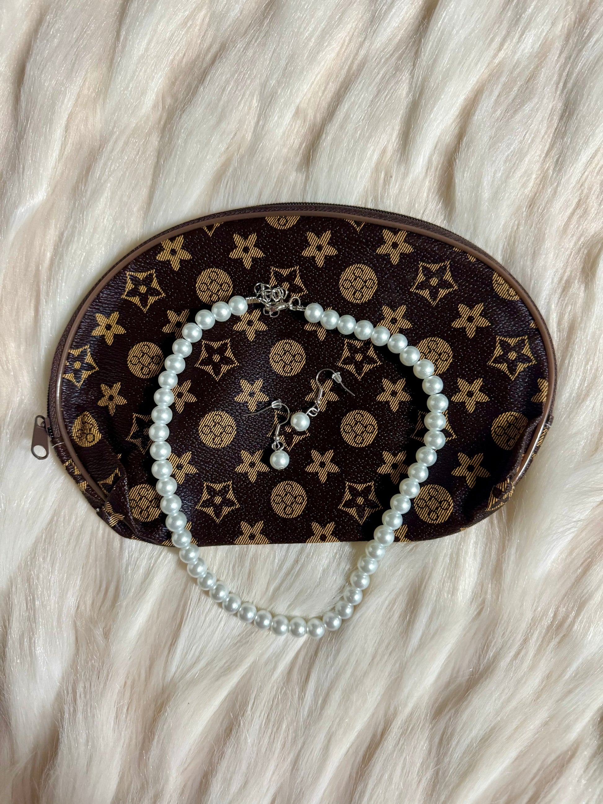 LV inspired pouch. LV inspired makeup pouch.