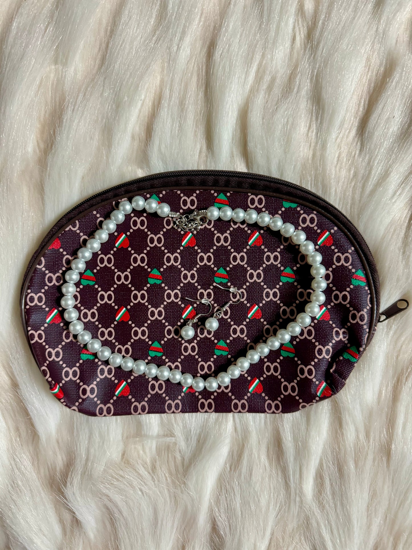 Pearl Necklace Set with Makeup Pouch #5