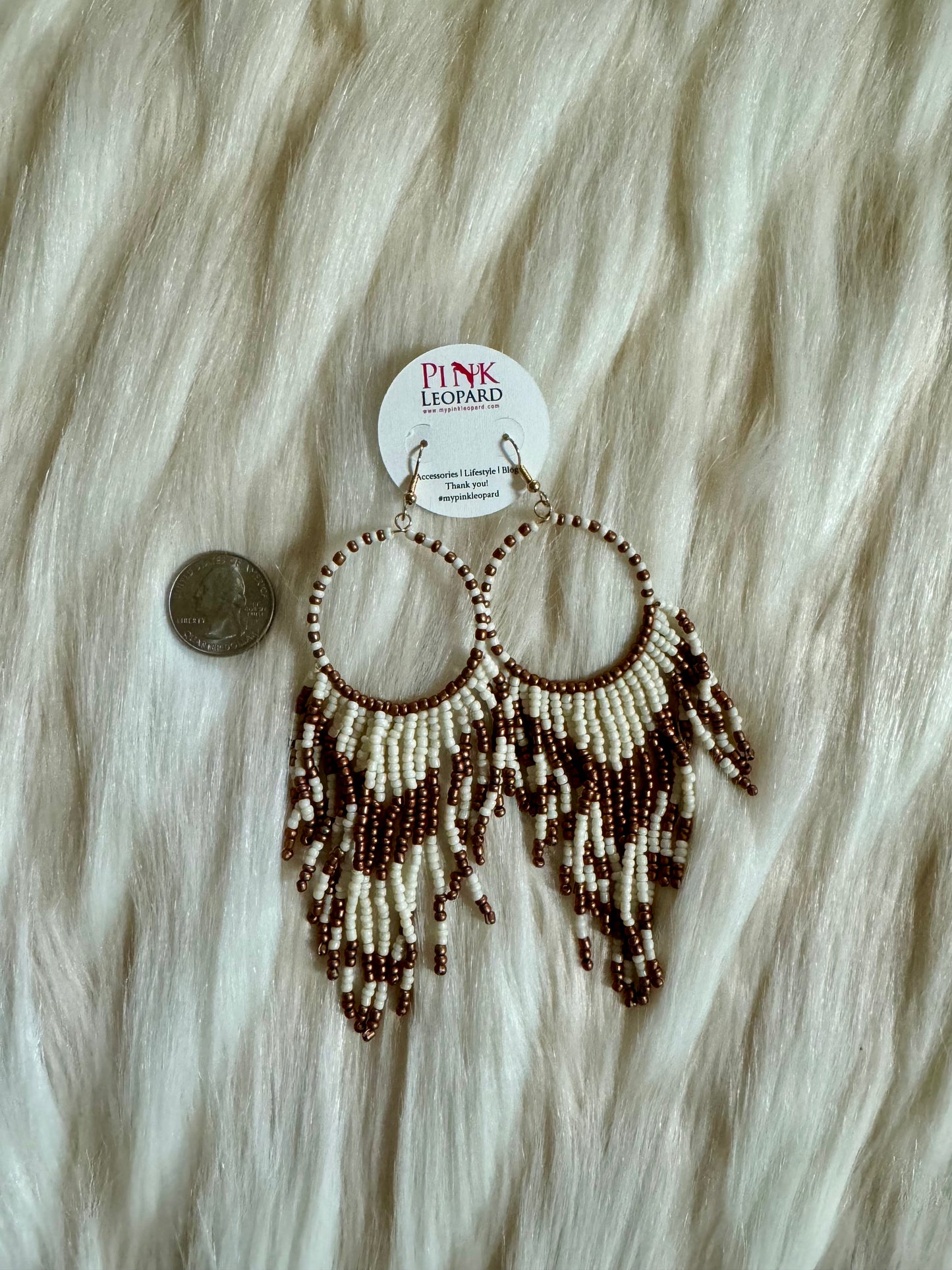 Circle & Fringe Earrings (Cream)