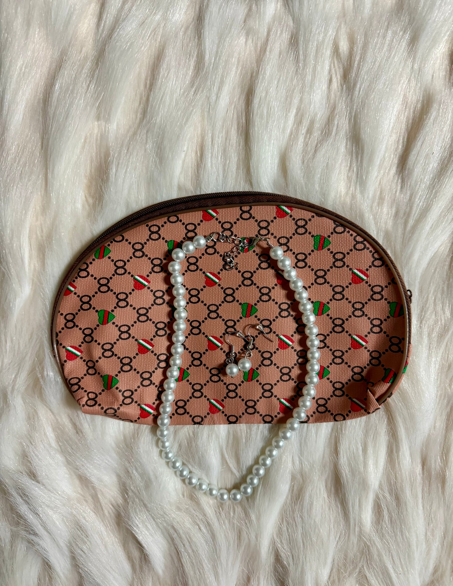 Pearl Necklace Set with Makeup Pouch #6
