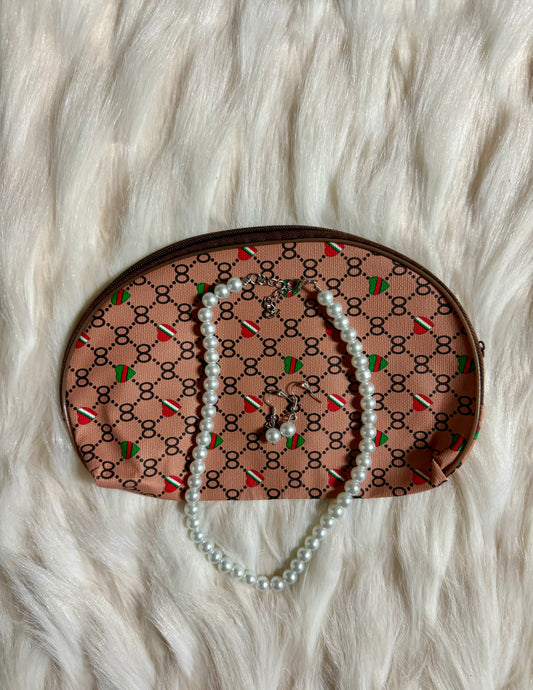 Pearl Necklace Set with Makeup Pouch #6