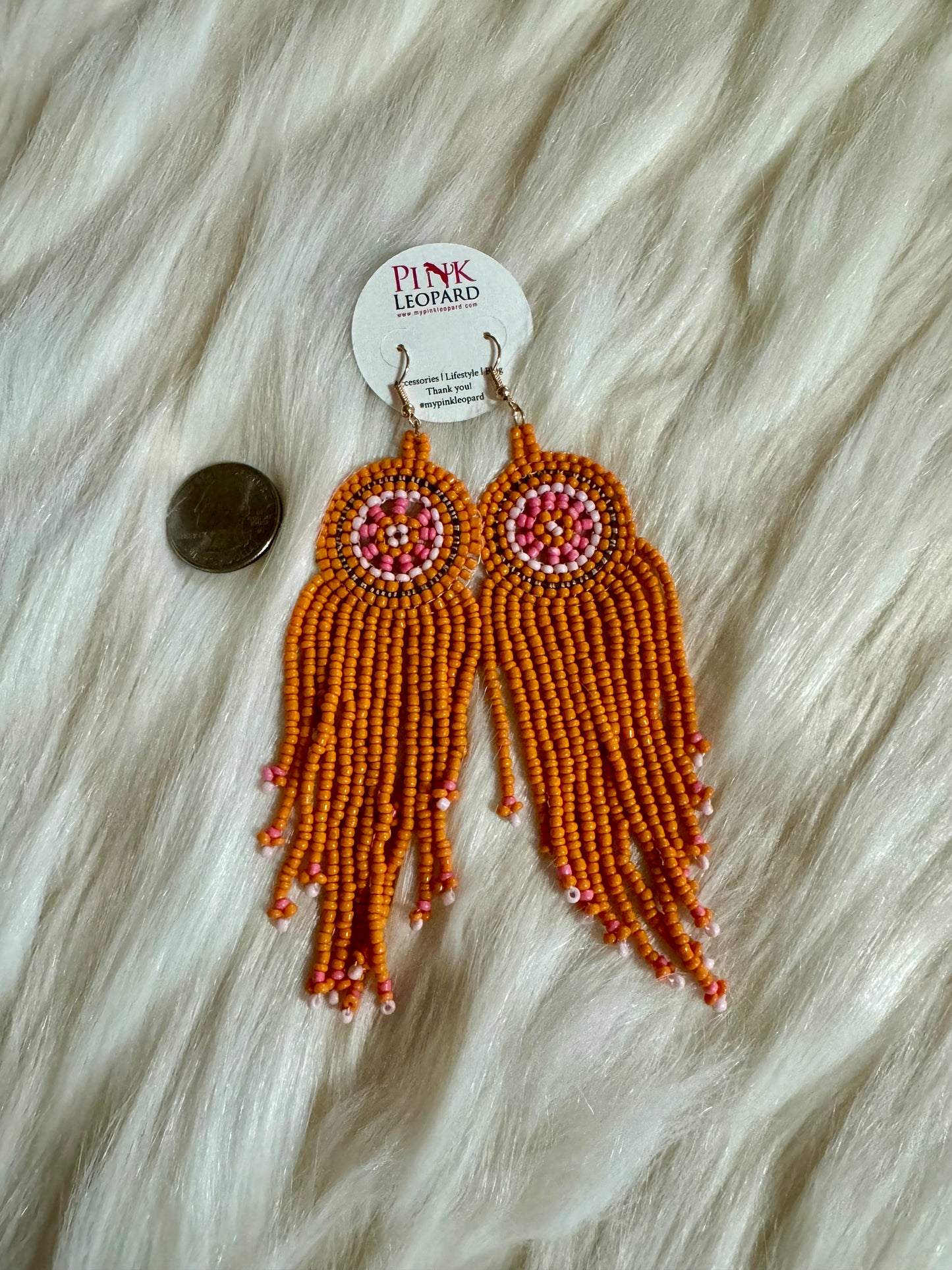 Orange Boho Style Earrings