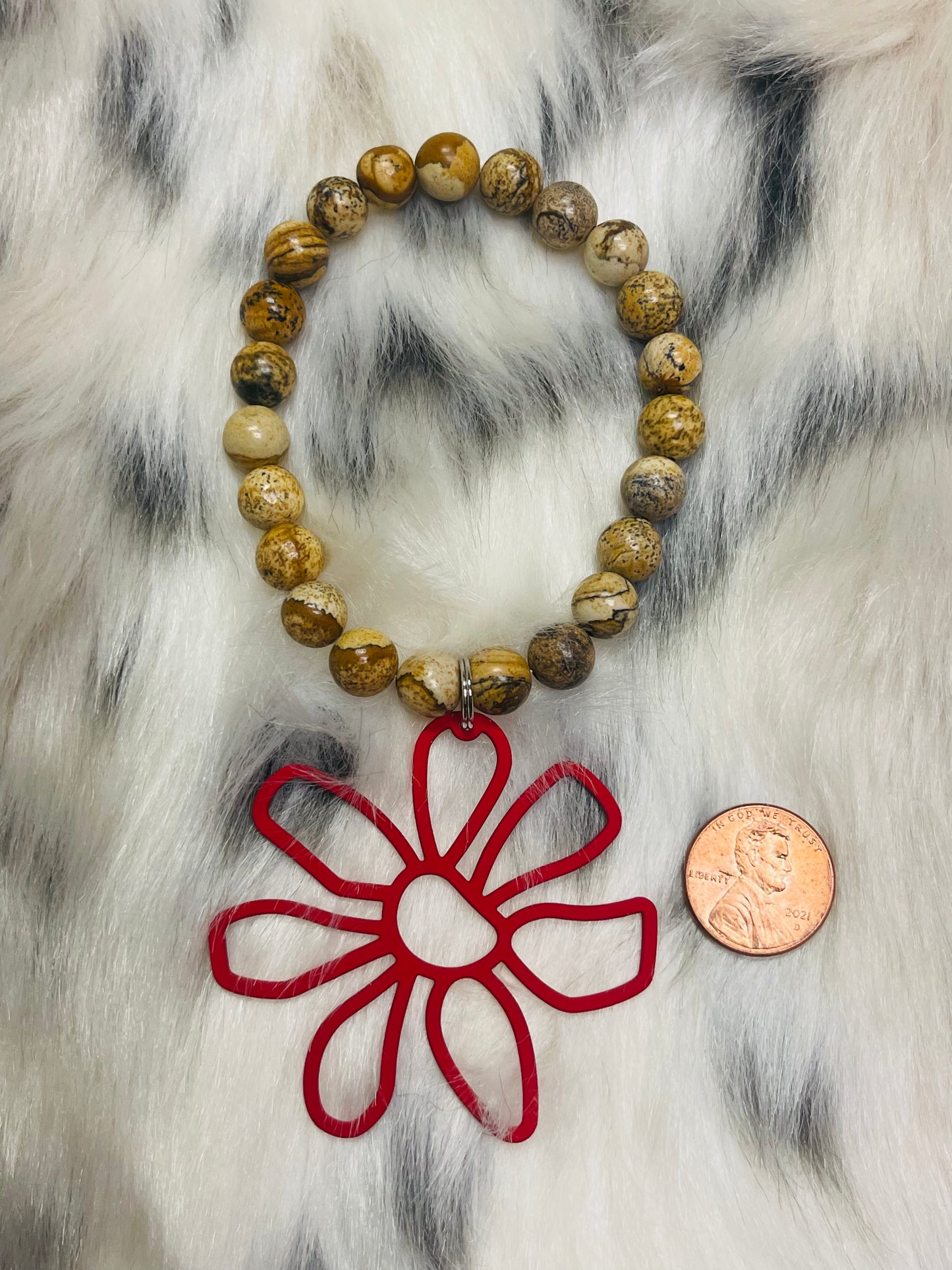 Red Flower Stretch Bracelet