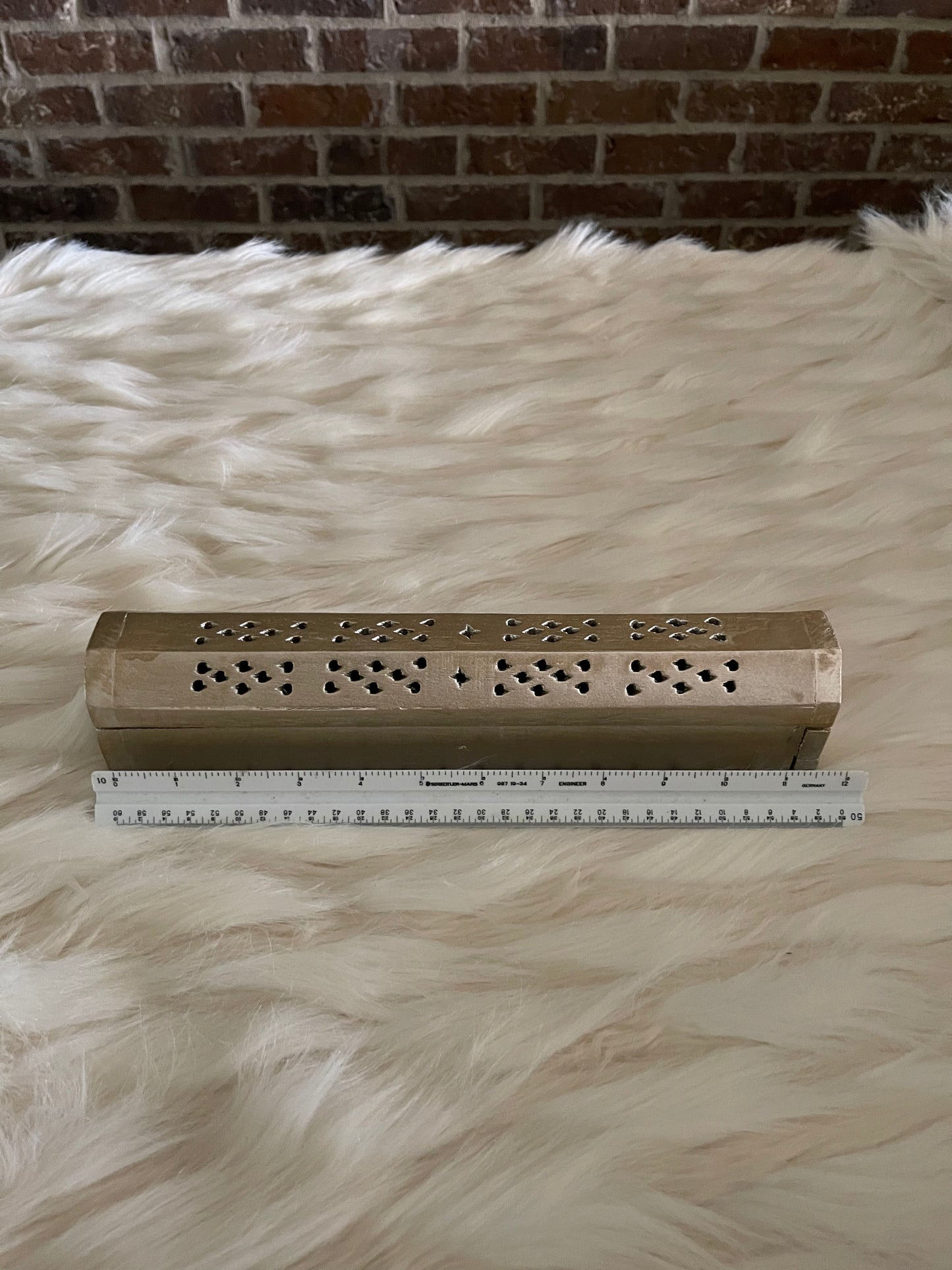 Wood Incense Box (Light Gold)