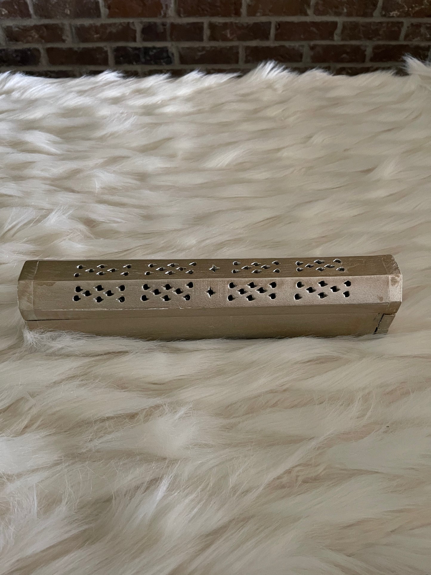 Wood Incense Box (Light Gold)