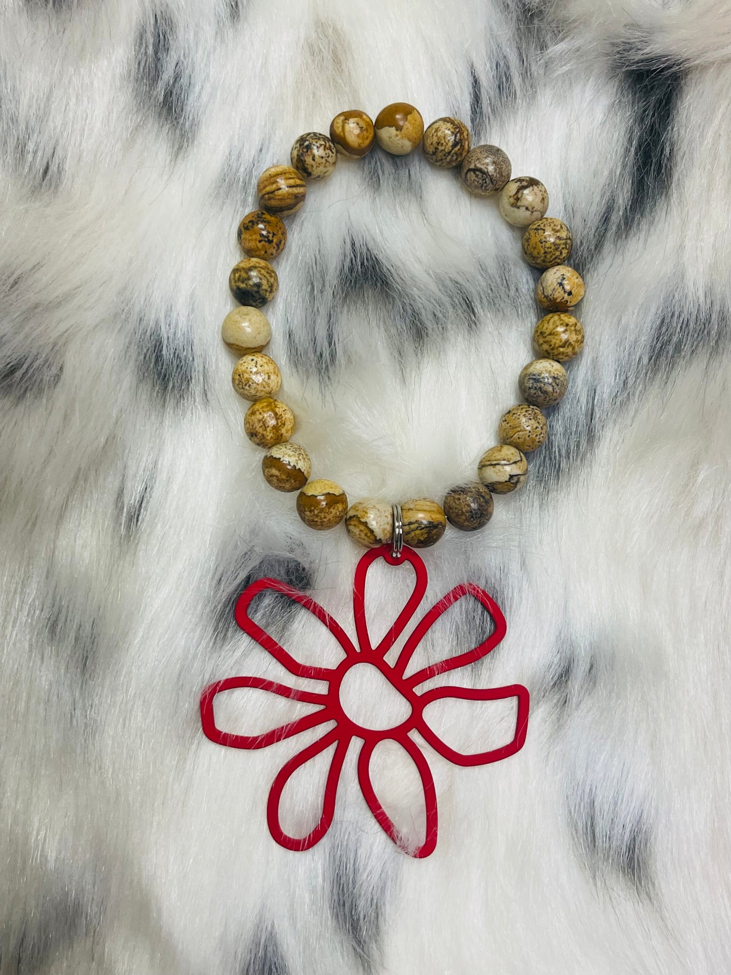 Red Flower Stretch Bracelet