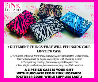 lipstick case, lipstick case with mirror, Valeria Cotten, Mary Kay, pink leopard 