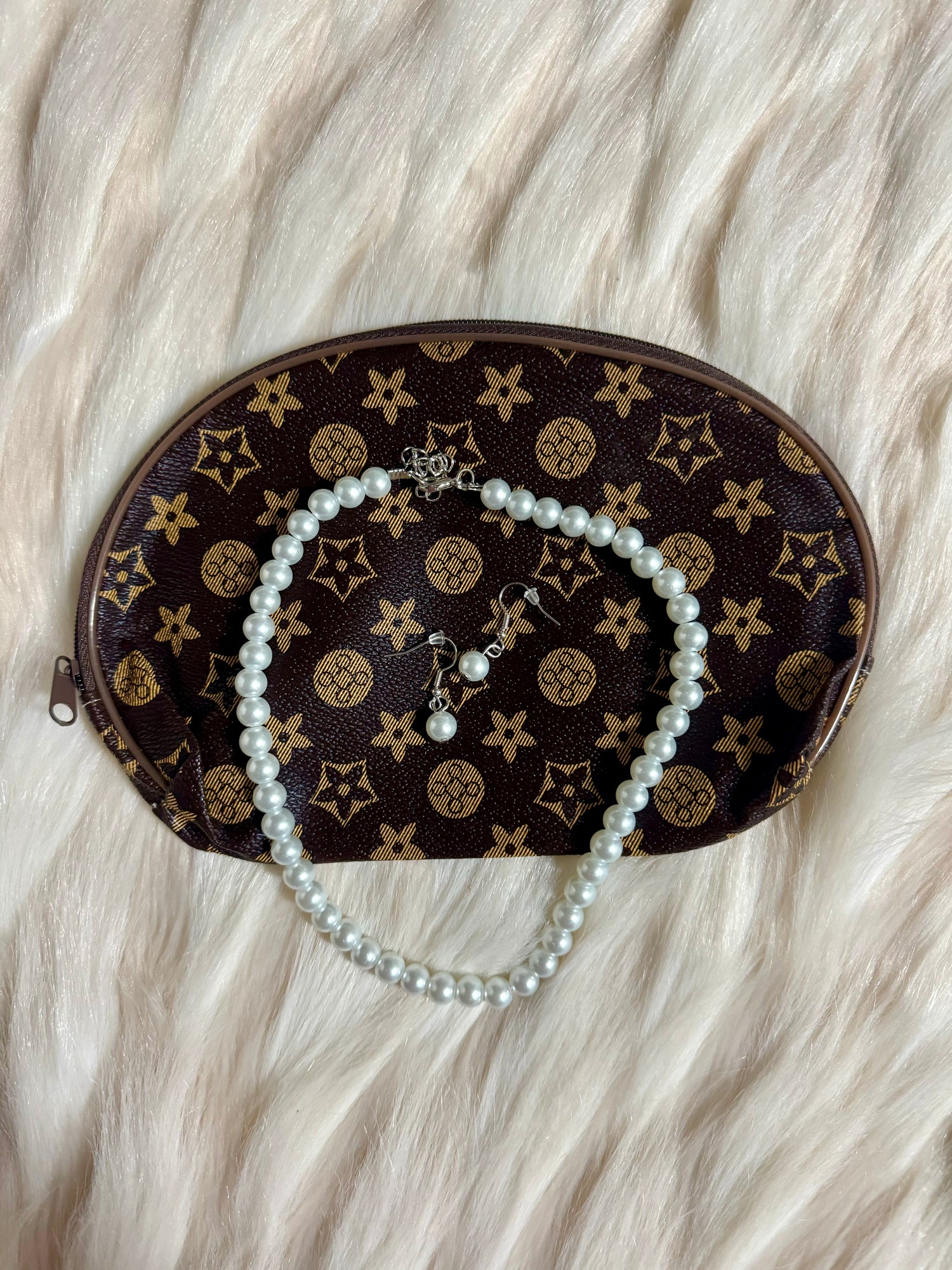 LV inspired pouch. LV inspired makeup pouch. 