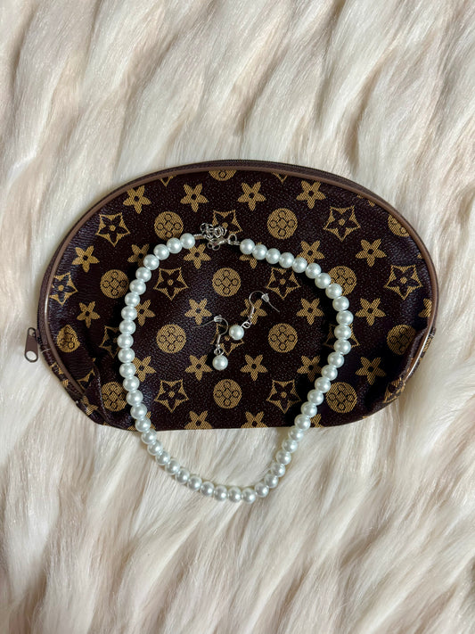 LV inspired pouch. LV inspired makeup pouch. 