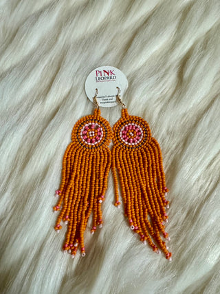 Orange Boho Style Earrings