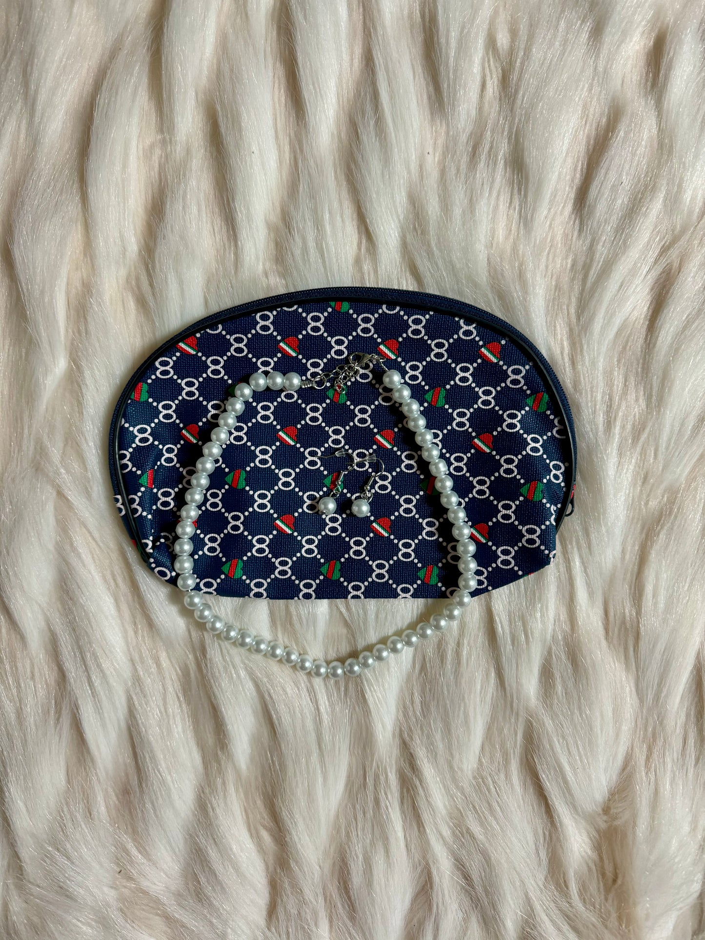 Pearl Necklace Set with Makeup Pouch #7