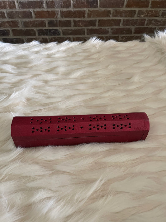 Wood Incense Box (Glitter Red)