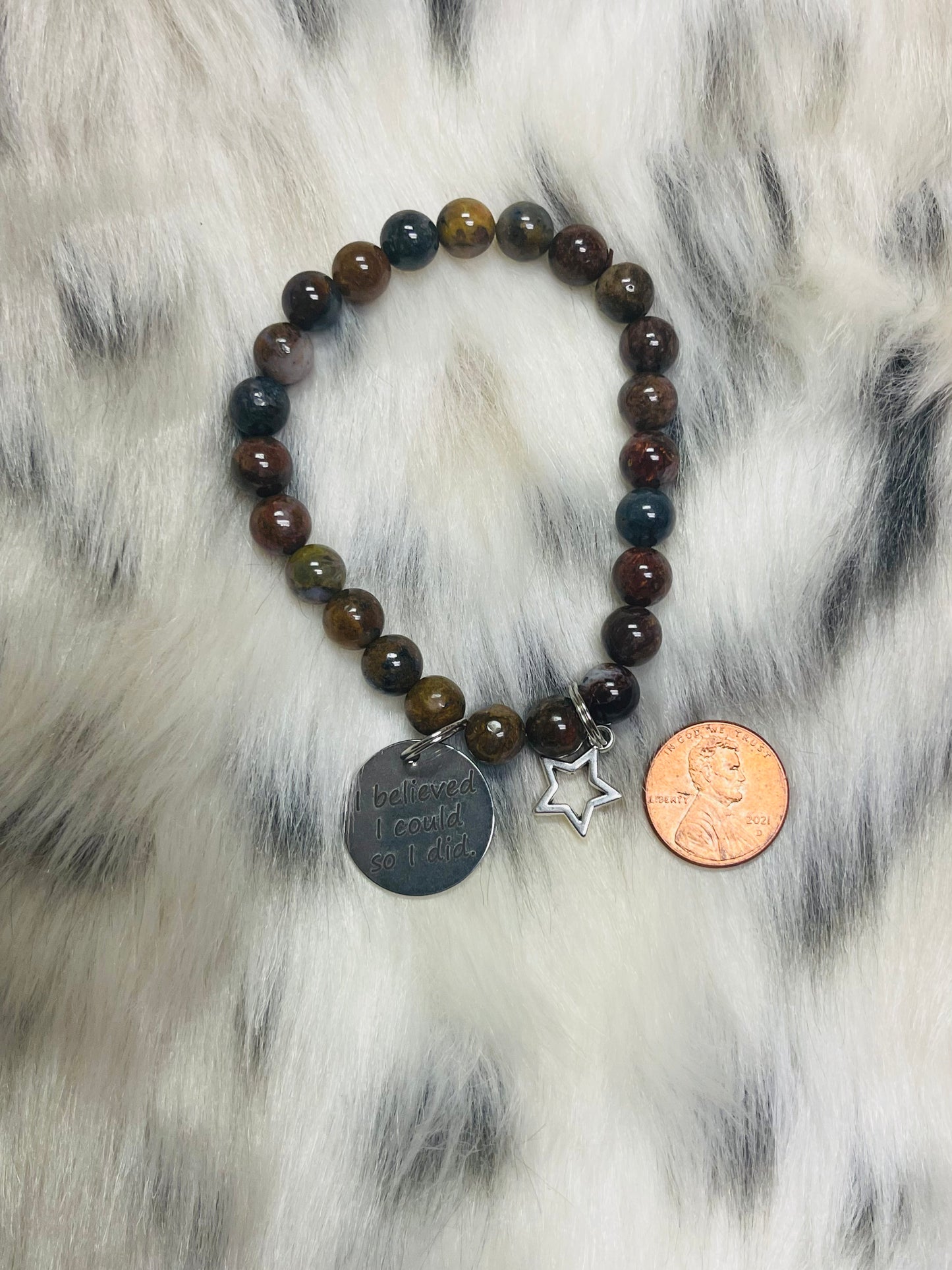 “I Believed I Could” Natural Pietersite Stretch Bracelet