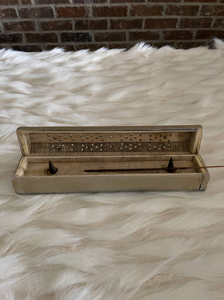 Wood Incense Box (Light Gold)