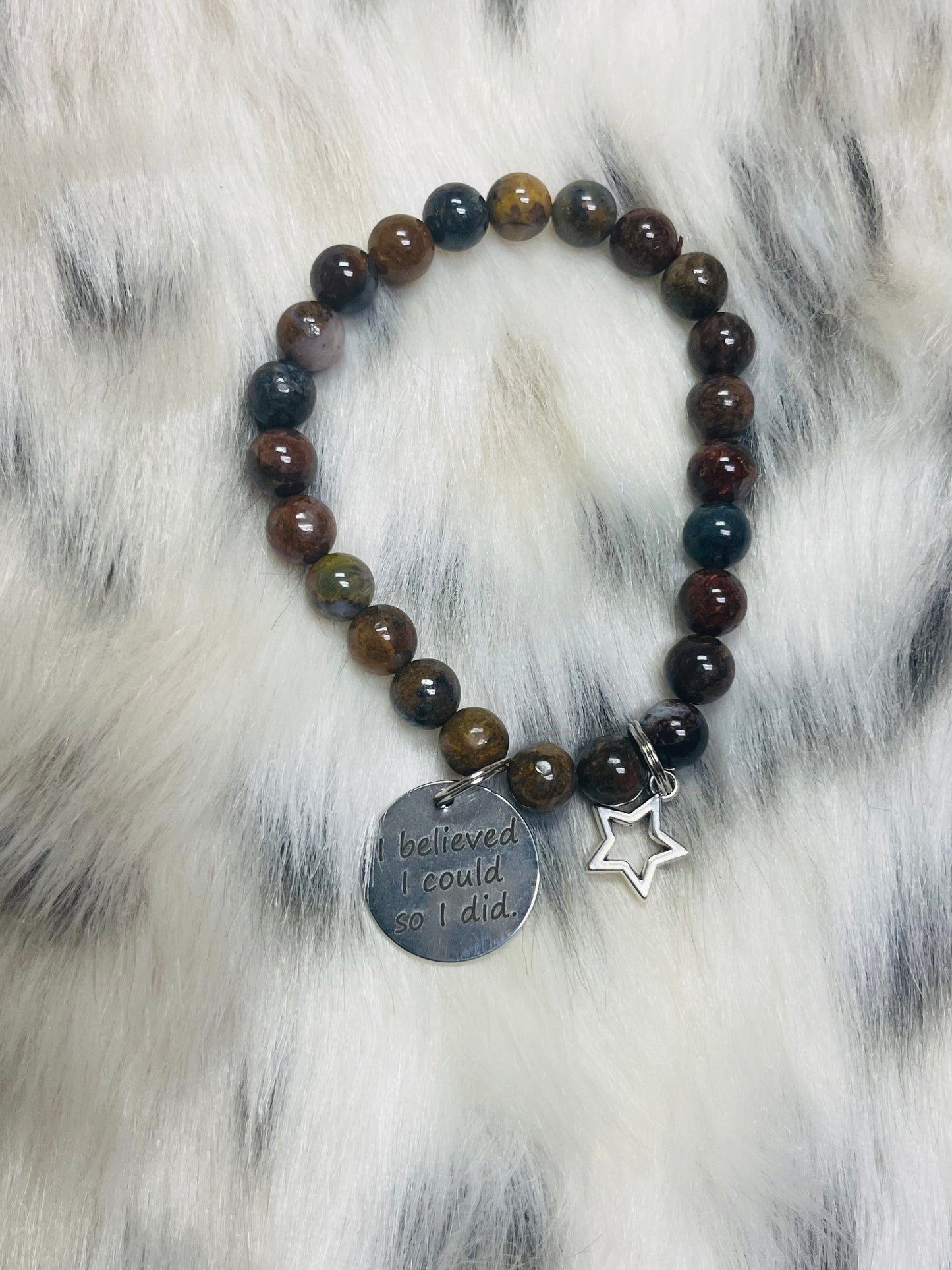 “I Believed I Could” Natural Pietersite Stretch Bracelet