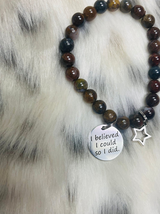 “I Believed I Could” Natural Pietersite Stretch Bracelet