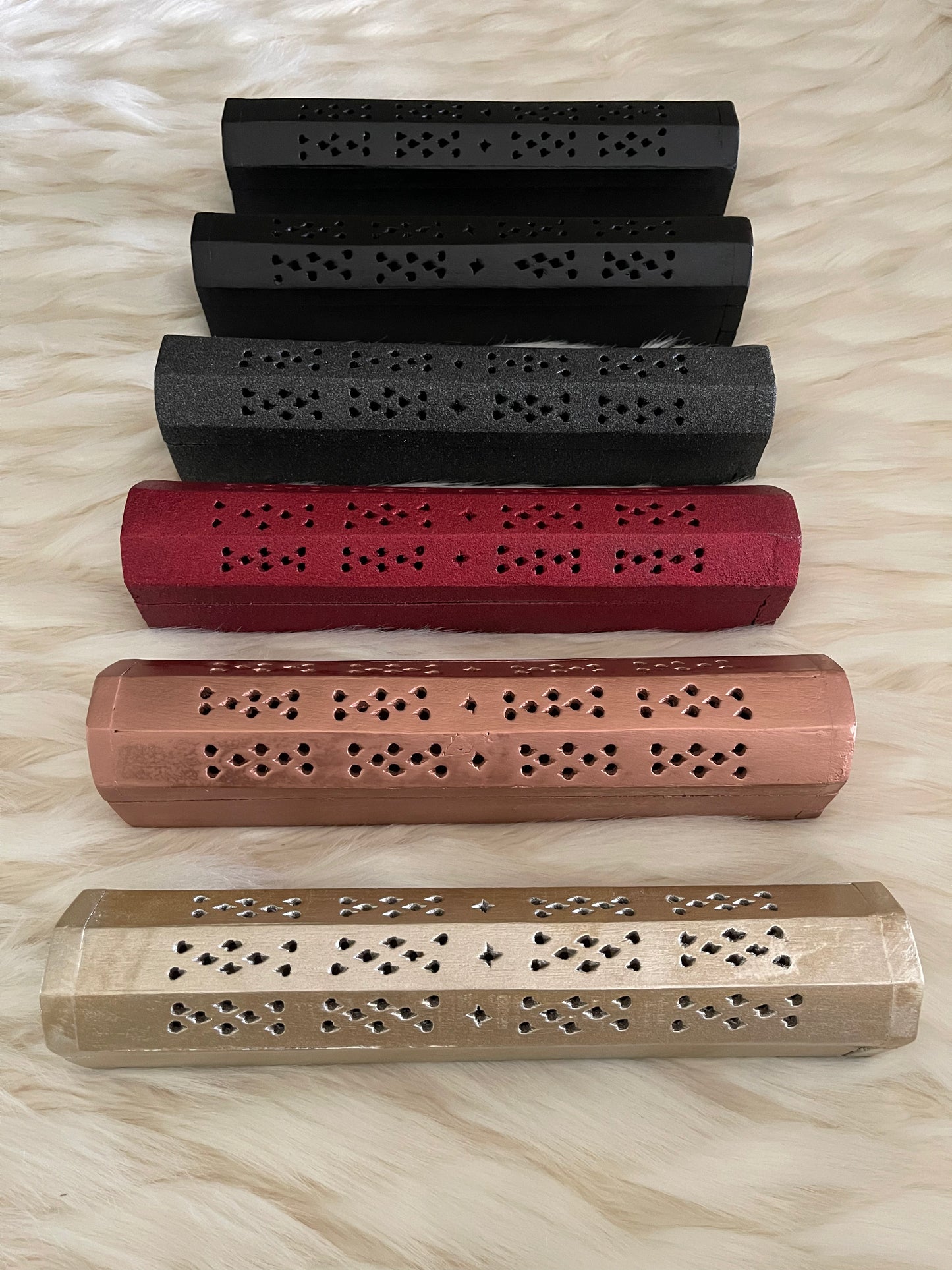 Wood Incense Box (Glitter Red)